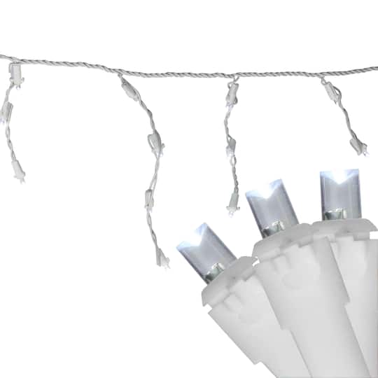 100ct. LED Wide Angle Icicle Christmas Lights With White Wire By Northlight in Pure White | 5.5" | Michaels®